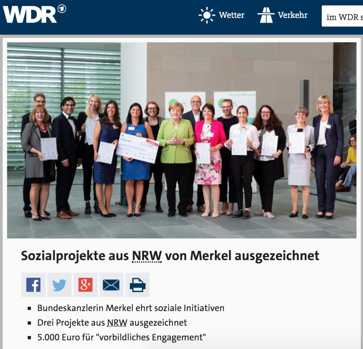 Sozialprojekte aus NRW von Merkel ausgezeichnet